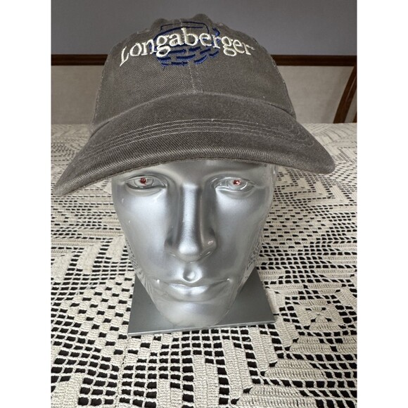 Head Vintage Cap Longaberger Baseball Hat Olive Green Adult With American Flag - Picture 2 of 8